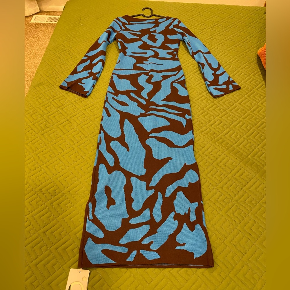 Azure Zebrataur Long Sweater Dress